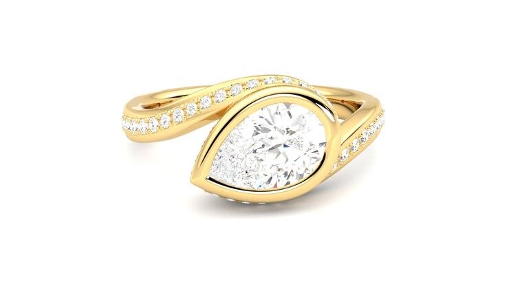 Taylor & Hart Nalu Pear Engagement Ring 360 degree image 2
