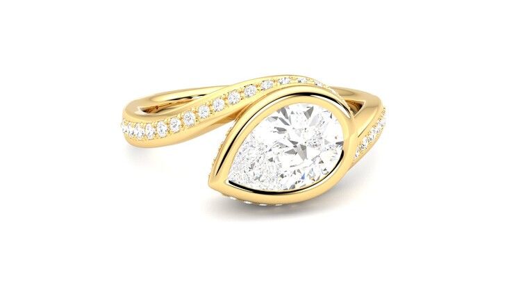 Taylor & Hart Nalu Pear Engagement Ring 360 degree image 3