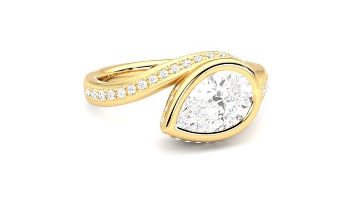 Taylor & Hart Nalu Pear Engagement Ring 360 degree image 4