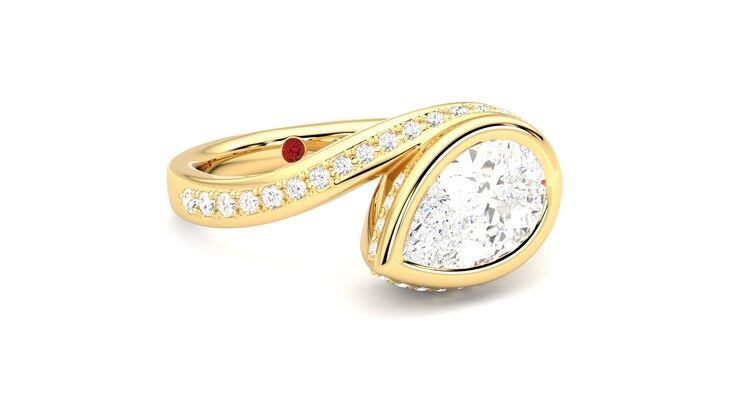 Taylor & Hart Nalu Pear Engagement Ring 360 degree image 5