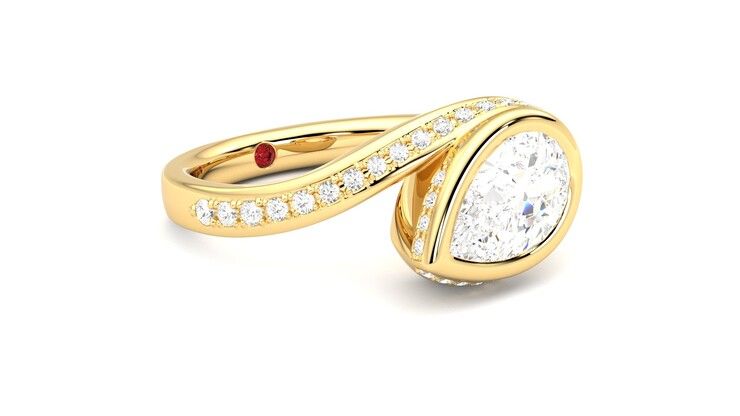 Taylor & Hart Nalu Pear Engagement Ring 360 degree image 6