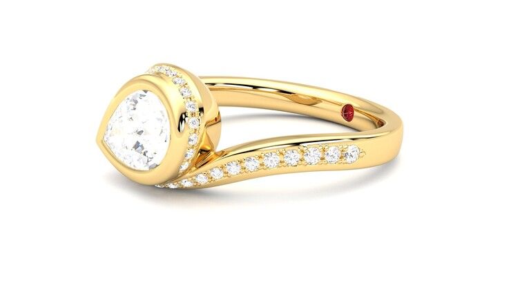 Taylor & Hart Nalu Pear Engagement Ring 360 degree image 23
