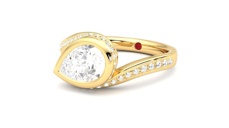 Taylor & Hart Nalu Pear Engagement Ring 360 degree image 25