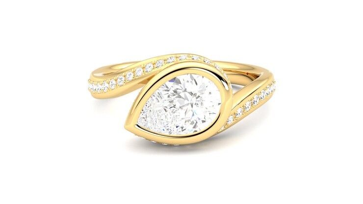 Taylor & Hart Nalu Pear Engagement Ring 360 degree image 29