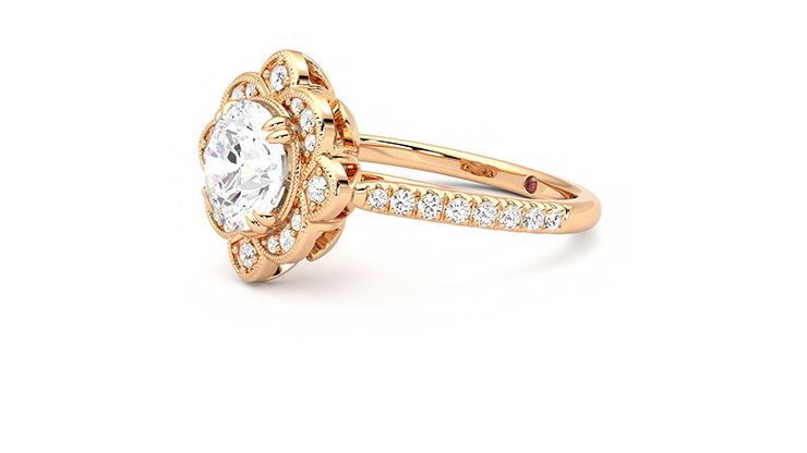 Taylor & Hart Neptune Round Engagement Ring 360 degree image 23