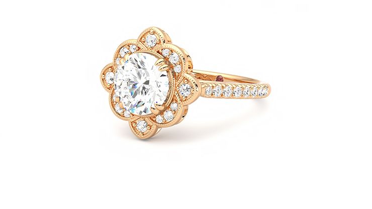 Taylor & Hart Neptune Round Engagement Ring 360 degree image 25