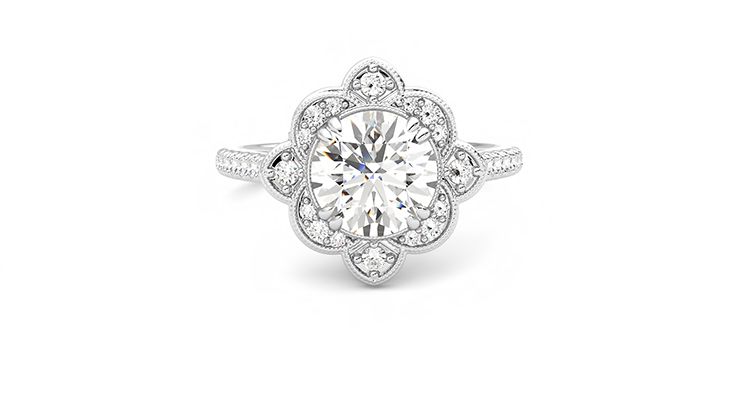 Taylor & Hart Neptune Round Engagement Ring 360 degree image 1