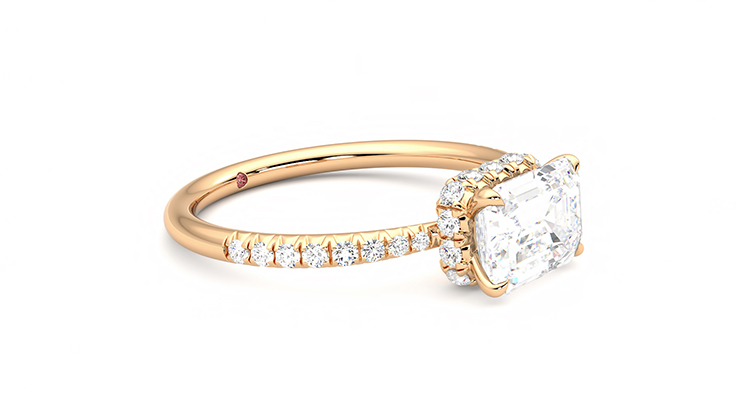 Taylor & Hart Nutmeg Emerald Engagement Ring 360 degree image 7