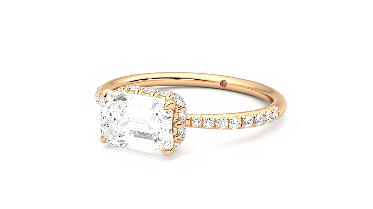 Taylor & Hart Nutmeg Emerald Engagement Ring 360 degree image 25