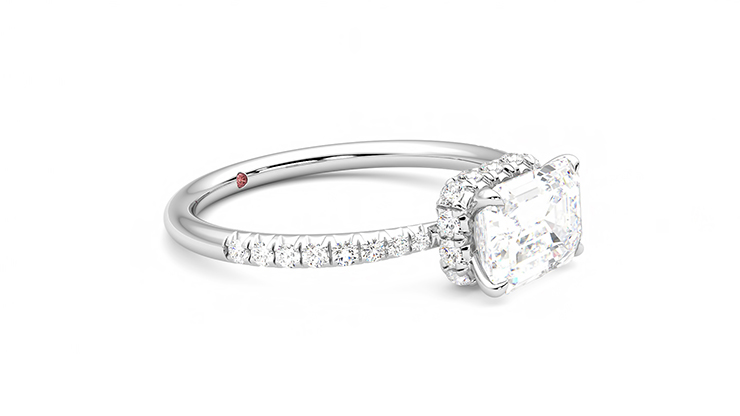 Taylor & Hart Nutmeg Emerald Engagement Ring 360 degree image 7