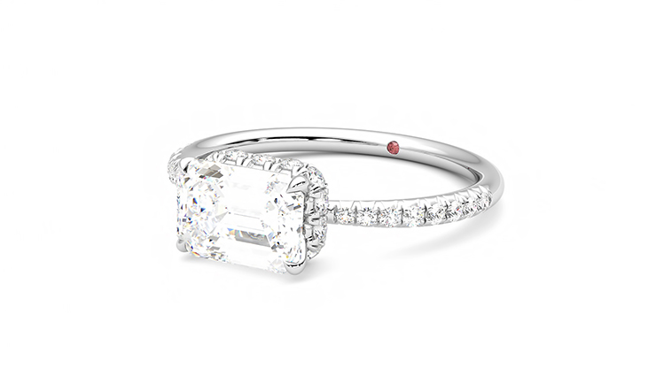 Taylor & Hart Nutmeg Emerald Engagement Ring 360 degree image 25
