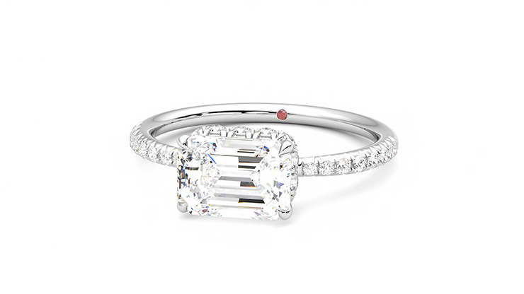 Taylor & Hart Nutmeg Emerald Engagement Ring 360 degree image 27