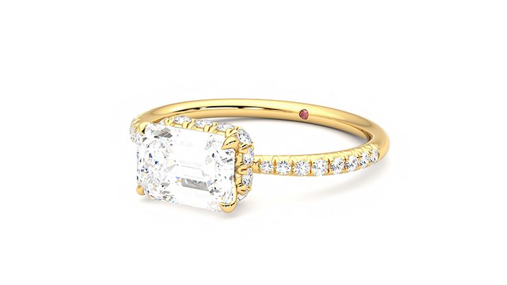 Taylor & Hart Nutmeg Emerald Engagement Ring 360 degree image 25