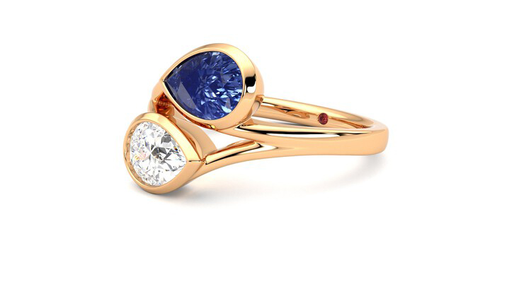 Taylor & Hart Peratrice Pear Engagement Ring 360 degree image 24
