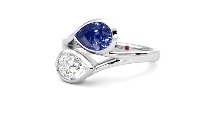 Taylor & Hart Peratrice Pear Engagement Ring 360 degree image 25