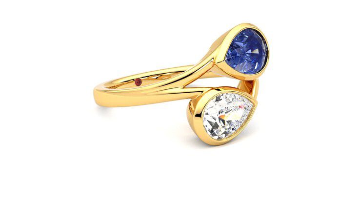 Taylor & Hart Peratrice Pear Engagement Ring 360 degree image 6
