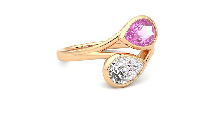 Taylor & Hart Peratrice Pear Engagement Ring 360 degree image 5