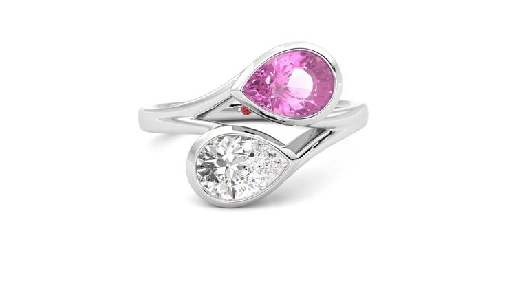 Taylor & Hart Peratrice Pear Engagement Ring 360 degree image 2