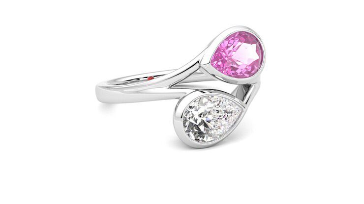 Taylor & Hart Peratrice Pear Engagement Ring 360 degree image 5