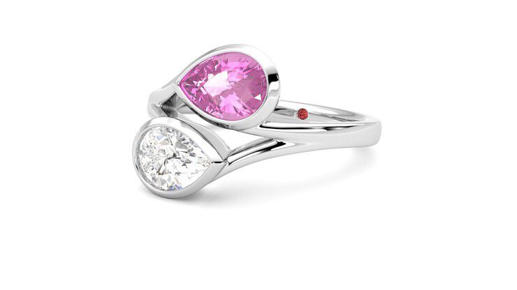 Taylor & Hart Peratrice Pear Engagement Ring 360 degree image 25