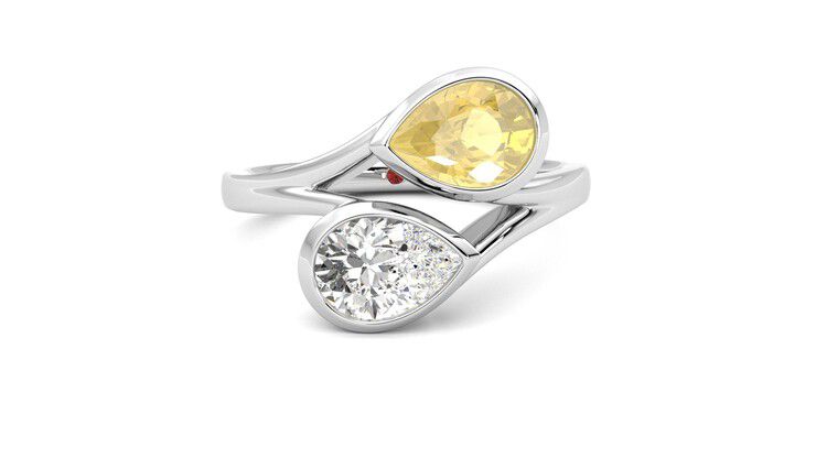 Taylor & Hart Peratrice Pear Engagement Ring 360 degree image 2