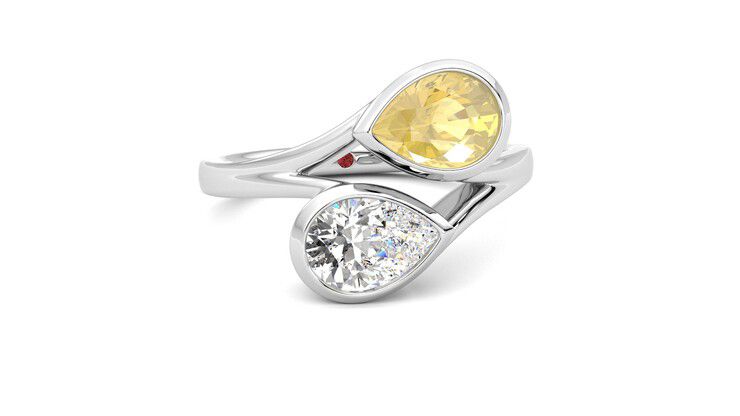 Taylor & Hart Peratrice Pear Engagement Ring 360 degree image 3