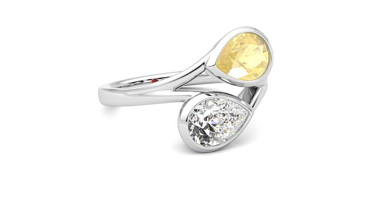 Taylor & Hart Peratrice Pear Engagement Ring 360 degree image 5