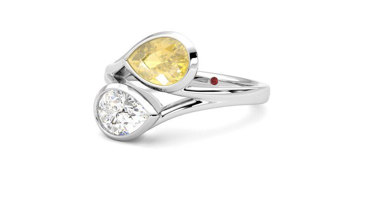 Taylor & Hart Peratrice Pear Engagement Ring 360 degree image 25