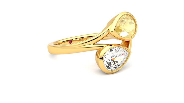 Taylor & Hart Peratrice Pear Engagement Ring 360 degree image 6