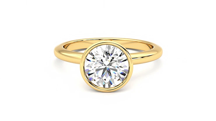 Two-Tone Collar Solitaire Pear Cut Moissanite Engagement Ring