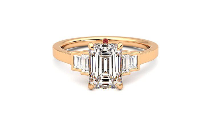 Taylor & Hart Riona Emerald Engagement Ring 360 degree image 0