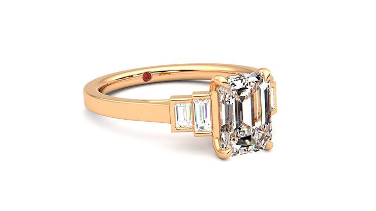 Taylor & Hart Riona Emerald Engagement Ring 360 degree image 5
