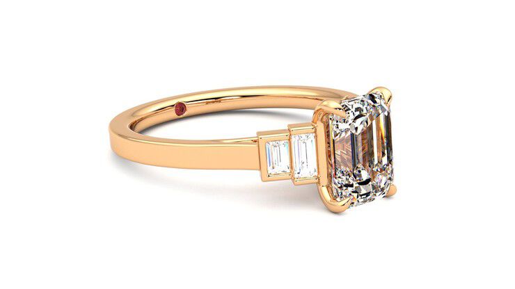 Taylor & Hart Riona Emerald Engagement Ring 360 degree image 6