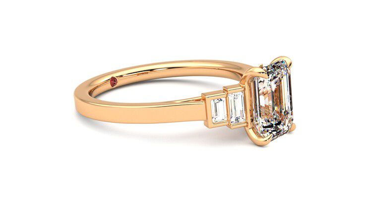 Taylor & Hart Riona Emerald Engagement Ring 360 degree image 7