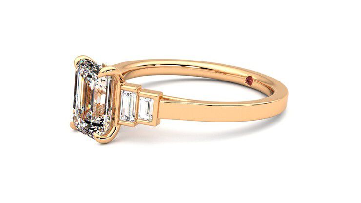 Taylor & Hart Riona Emerald Engagement Ring 360 degree image 23