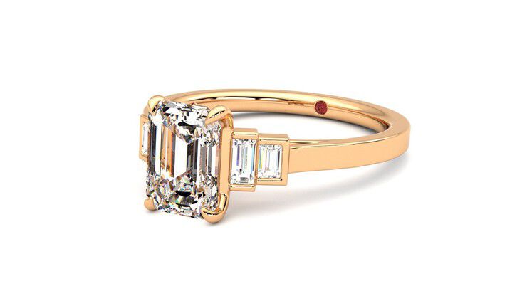 Taylor & Hart Riona Emerald Engagement Ring 360 degree image 25