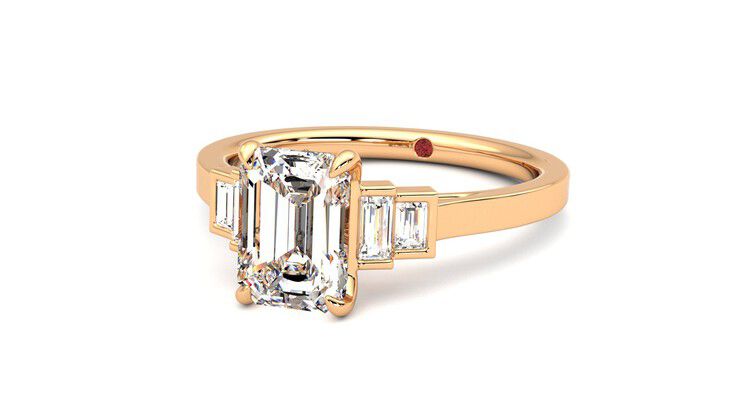 Taylor & Hart Riona Emerald Engagement Ring 360 degree image 26