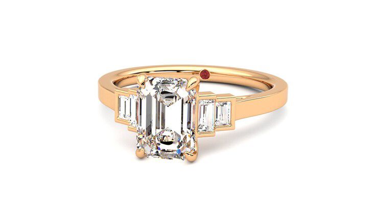 Taylor & Hart Riona Emerald Engagement Ring 360 degree image 27