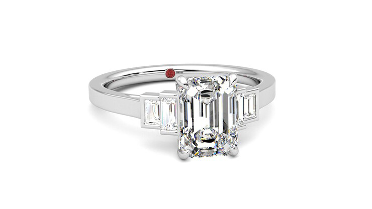 Taylor & Hart Riona Emerald Engagement Ring 360 degree image 3