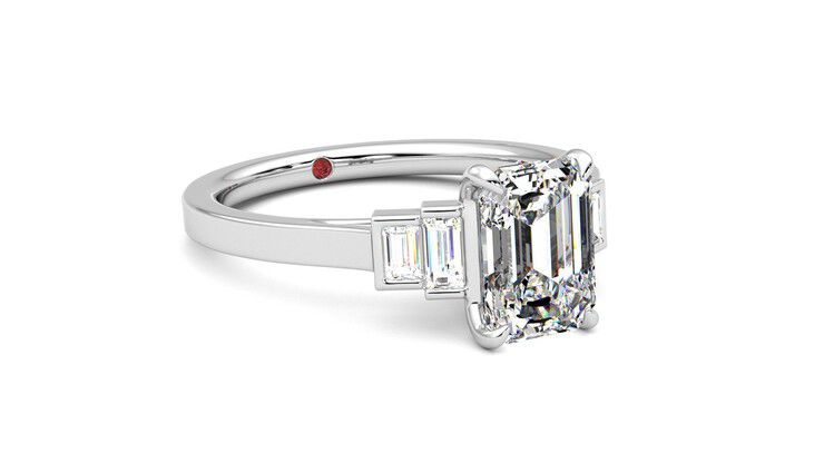 Taylor & Hart Riona Emerald Engagement Ring 360 degree image 5