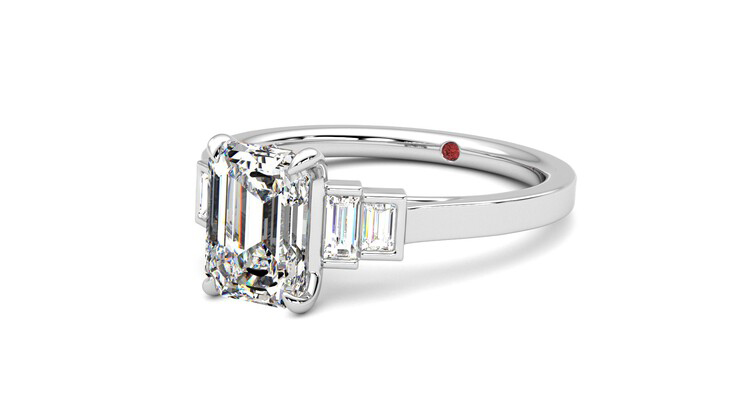 Taylor & Hart Riona Emerald Engagement Ring 360 degree image 25