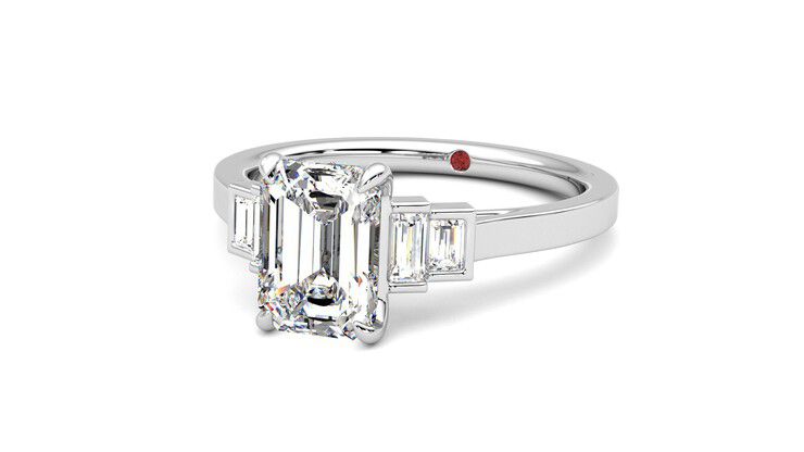 Taylor & Hart Riona Emerald Engagement Ring 360 degree image 26