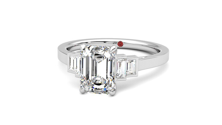 Taylor & Hart Riona Emerald Engagement Ring 360 degree image 27