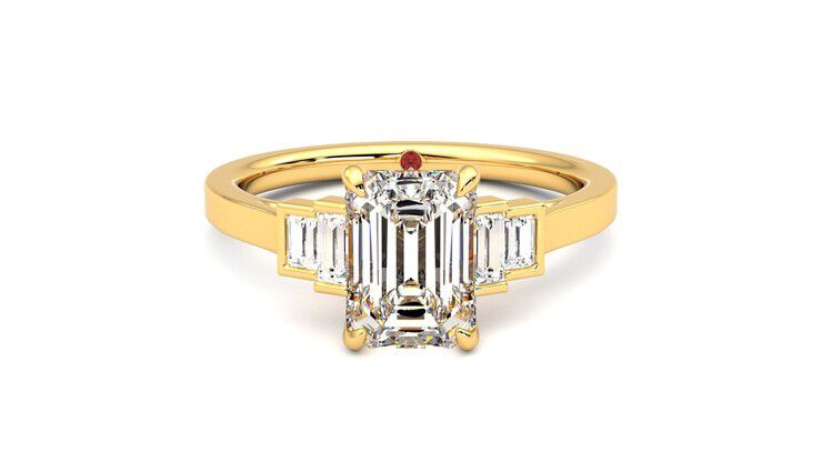 Taylor & Hart Riona Emerald Engagement Ring 360 degree image 0