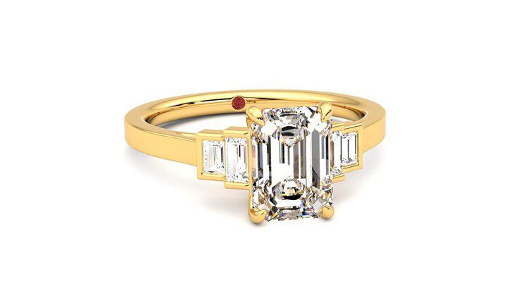 Taylor & Hart Riona Emerald Engagement Ring 360 degree image 3