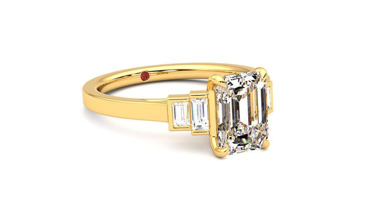 Taylor & Hart Riona Emerald Engagement Ring 360 degree image 5
