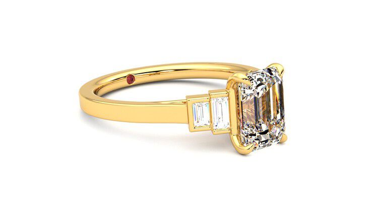 Taylor & Hart Riona Emerald Engagement Ring 360 degree image 6