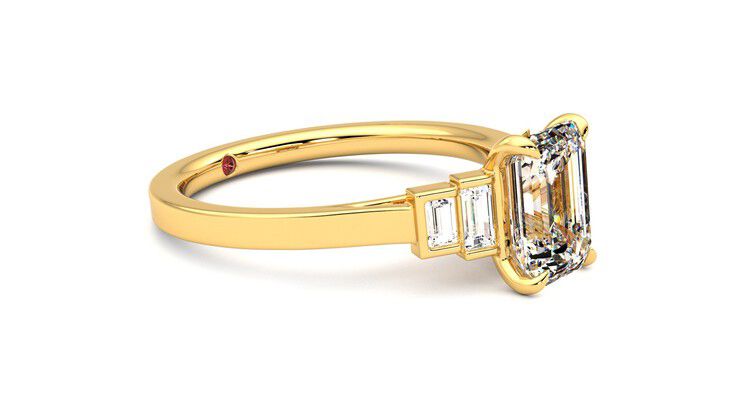 Taylor & Hart Riona Emerald Engagement Ring 360 degree image 7
