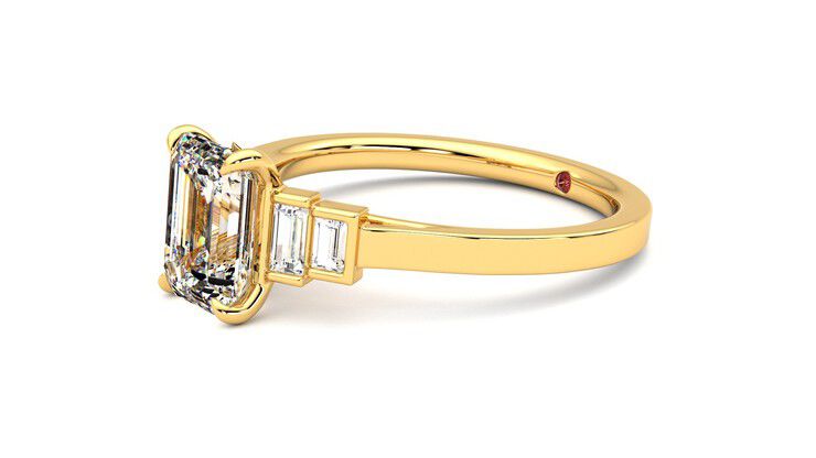 Taylor & Hart Riona Emerald Engagement Ring 360 degree image 23