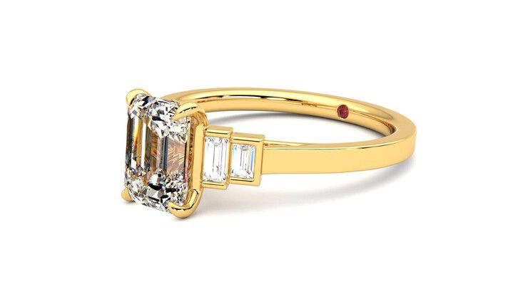 Taylor & Hart Riona Emerald Engagement Ring 360 degree image 24